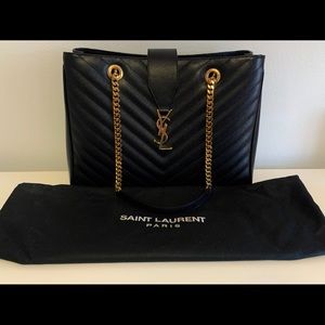 Classic Monogram Saint Laurent Shopping Bag Black